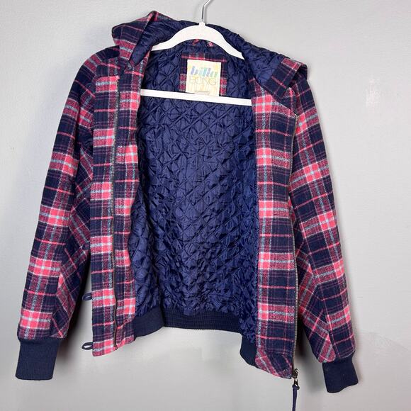 Billabong jacket women's small buffalo plaid grunge y2k quilted hood vintage - Picture 15 of 15